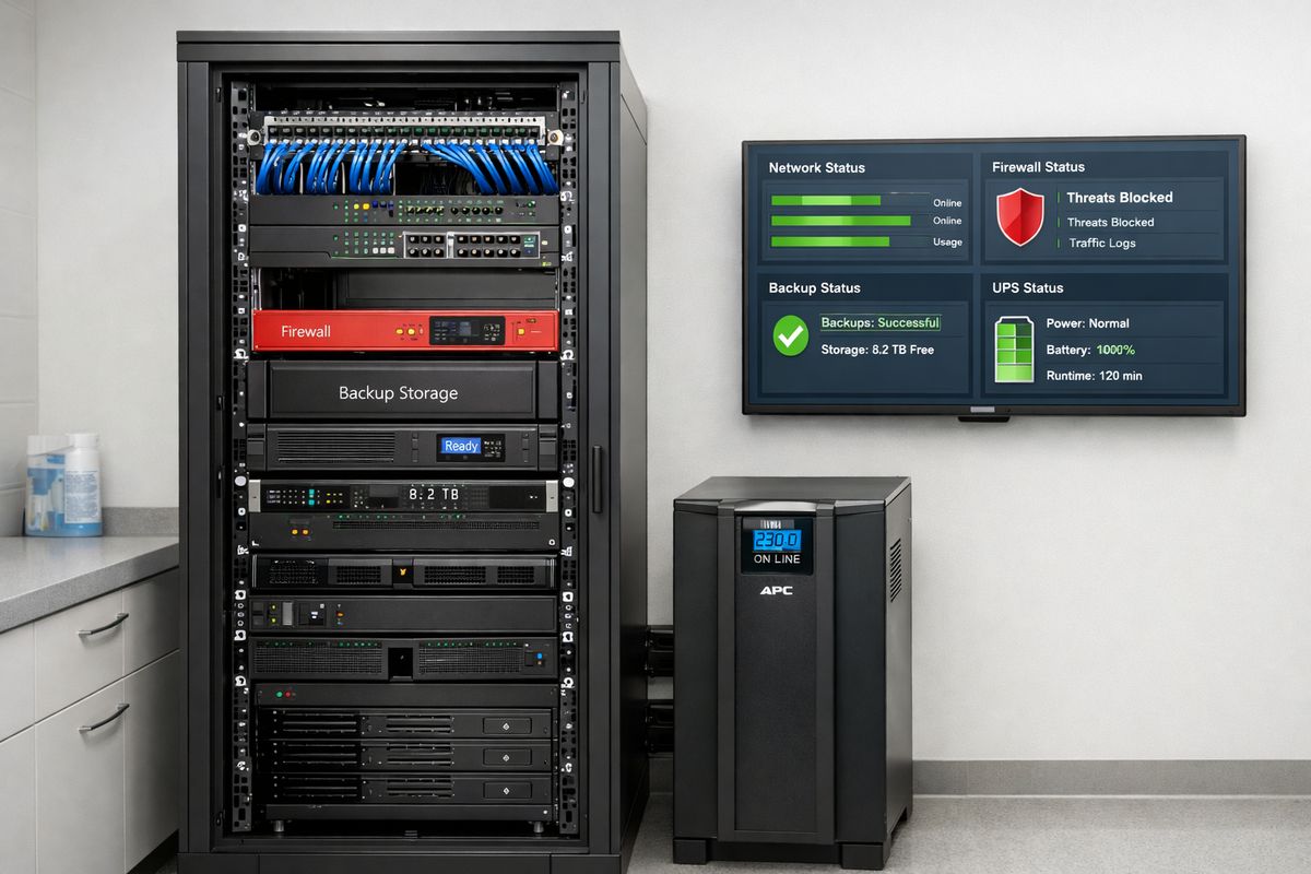 Clinic server rack for healthcare IT services